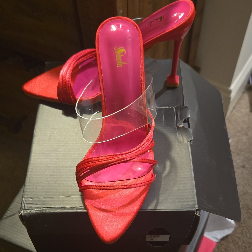 Shoe Dazzle Red Strappy Heels